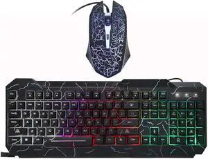 NCRD Gaming Keyboard and Mouse Combo Wired Mechanical Feel RGB LED Backlit Keyboard 1600 DPI Gaming Mouse (Keyboard Mouse Combo)