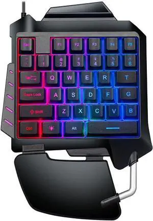 Quiet Ergonomic Water-Resistant Mechanical Feeling Keyboard, Colorful Backlit Single Left-Handed Computer Keyboard,Ultra-Slim LED Backlit Keyboard