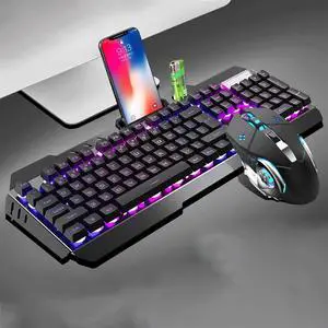 Keyboard Mouse Combo, Gaming Keyboard and Mouse Combo Large Mouse Pad Mechanical Feel RGB Backlit 3200 DPI Mouse for Windows,Computer,PC,Notebook,Laptop (Color : Black)