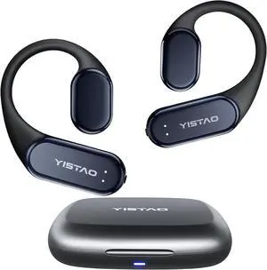 True Bone Conduction Headphones, Open Ear Earbuds with Hooks, Up to 60 Hours Playtime Charging Case, Bluetooth 5.3, IP68 Waterproof, for Running, Yoga, Gym, Sports