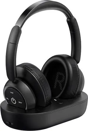 ROSIDA Wireless Headphones for TV Watching, Wireless Headphones for Seniors with Transmitter Charging Base, Bluetooth Headsets for TV, No Audio Delay, Gift for The Seniors or Parents, Black