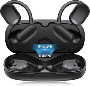 Open Ear Headphones, Open Ear Earbuds, IPX7 Waterproof, Bluetooth 5.3 True Wireless Sports Over Ear Earbuds with Earhooks, Built-in Mic, Crystal-Clear Calls for Running Workout Cycling Driving