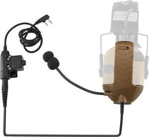 Microphone & PTT for Walker's Razor Noise Cancelling Headphones AirsoftCoyote Brown