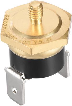 KSD301 Thermostat, Temperature Control Switch 75°C Copper M4 Normally Closed N.C 10A