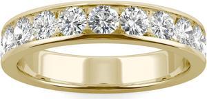 14K Yellow Gold Moissanite by Charles & Colvard 3mm Round Wedding Band-size 8, 1.10cttw DEW