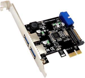 New Hot PCI-E Express USB 3.0 2 Port HUB Card Adapter 19/20 pin Connector SATA Power QJY99