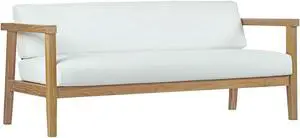 Bayport Outdoor Patio Teak Sofa - Natural White