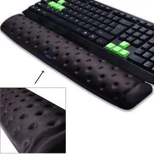 BRILA Keyboard Wrist Rest Support Cushion Pad for Computer, Laptop, Office Work, PC Gaming - Memory Foam Gel with Massage Holes Design - Non-Slip Easy Typing Wrist Pain Relieve (Black Keyboard Pad)