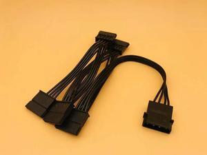 Cable 18AWG Wire For Hard Drive 4Pin IDE Molex to 5 Port 15Pin SATA Power Cable Adapter Cord Lead HDD SSD PC Computer for Miner