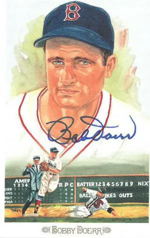 Bobby Doerr signed 1989 Boston Red Sox Perez-Steele Celebration Postcard (photo) #13- JSA Hologram #DD64317