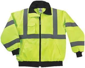 High Visibility Reflective Winter Bomber Jacket, Zip Out Fleece Liner, ANSI Compliant, Ergodyne GloWear 8379, X-Large