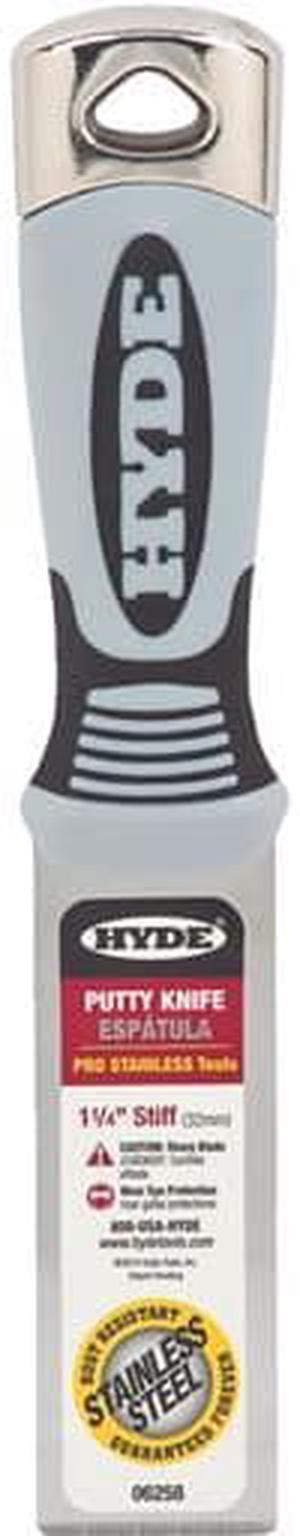 HYDE 06258 Putty Knife,Stiff,1-1/4",SS