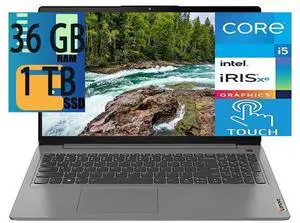 Lenovo IdeaPad 3 15 laptop, 11th Gen Intel Core i5-1135G7 4-Cores Processor, Intel UHD Graphics, 36GB DDR4 1TB PCIe SSD, 15.6 FHD Touchscreen, WiFi, Bluetooth, HDMI, Webcam, Grey, Windows 11 Lenovo IdeaPad 3 15 laptop, 11th Gen Intel Core i5-1135G7 4-Cores Processor, Intel UHD Graphics, 36GB DDR4 1TB PCIe SSD, 15.6 FHD Touchscreen, WiFi, Bluetooth, HDMI, Webcam, Grey, Windows 11
