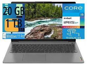 Lenovo IdeaPad 3 15 laptop, 11th Gen Intel Core i5-1135G7 4-Cores Processor, Intel UHD Graphics, 20GB DDR4 1TB PCIe SSD, 15.6 FHD Touchscreen, WiFi, Bluetooth, HDMI, Webcam, Grey, Windows 11 Pro Lenovo IdeaPad 3 15 laptop, 11th Gen Intel Core i5-1135G7 4-Cores Processor, Intel UHD Graphics, 20GB DDR4 1TB PCIe SSD, 15.6 FHD Touchscreen, WiFi, Bluetooth, HDMI, Webcam, Grey, Windows 11 Pro