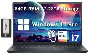 Dell Inspiron 15 3520 15.6" FHD Touch Laptop, Intel i7-1255U, 64GB RAM, 2TB PCIe SSD, Intel Iris Xe Graphics, Num Pad, Camera, WiFi, HDMI, Black, Win 11 Pro Dell Inspiron 15 3520 15.6" FHD Touch Laptop, Intel i7-1255U, 64GB RAM, 2TB PCIe SSD, Intel Iris Xe Graphics, Num Pad, Camera, WiFi, HDMI, Black, Win 11 Pro