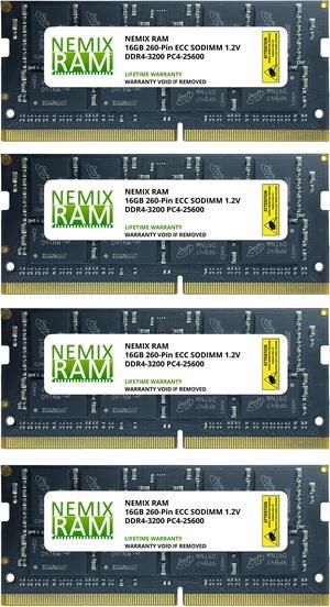 64GB Kit 4x16GB DDR4-3200 PC4-25600 ECC SODIMM 2Rx8 Memory by NEMIX RAM