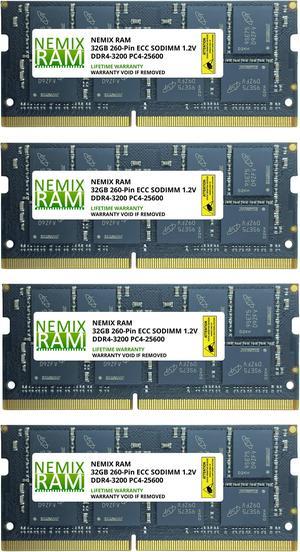 128GB Kit 4x32GB DDR4-3200 PC4-25600 ECC SODIMM 2Rx8 Memory by NEMIX RAM