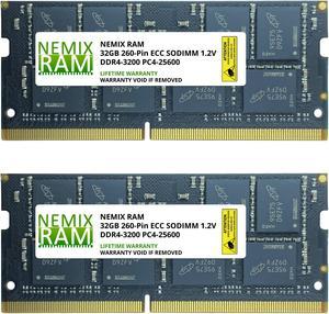 64GB Kit 2x32GB DDR4-3200 PC4-25600 ECC SODIMM 2Rx8 Memory by NEMIX RAM