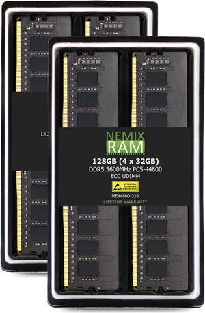 NEMIX RAM 128GB (4X32GB) DDR5 5600MHZ PC5-44800 1.1V 2Rx8 288-PIN ECC Unbuffered UDIMM KIT