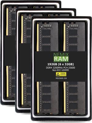 NEMIX RAM 192GB (6X32GB) DDR4 3200MHZ PC4-25600 2Rx8 1.2V 288-PIN Non-ECC Unbuffered UDIMM Desktop PC Memory KIT Compatible with THINKMATE VSX-R5-540X1 Workstation