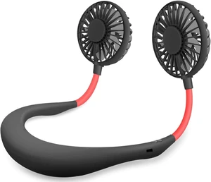 Hands Free Neck Fan, Portable Mini Rechargeable LED Neckband Fan with Dual Wind Head and Aromatherapy for Sports, Travelling, Outdoor, Office - 3 Speeds, Battery Operated (Black) Hands Free Neck Fan, Portable Mini Rechargeable LED Neckband Fan with Dual Wind Head and Aromatherapy for Sports, Travelling, Outdoor, Office - 3 Speeds, Battery Operated (Black)
