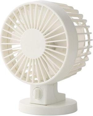 A.B Crew Stylish Double Blades USB Powered 2-Mode Speed Ultra-Quiet Mini Desk Fan with PU Leather Strap (White)
