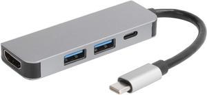 USB C Hub Multi-Port Adapter,4 in 1 Type-C Expander HD Multimedia Interface/Type-C/USB3.0 Adapter, Compact and Delicate, Easy to Carry.