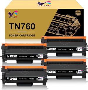 ONLYU Compatible Toner Cartridge Replacement for Brother TN760 TN-760 TN730 to Use with HL-L2350DW HL-L2395DW HL-L2390DW HL-L2370DW MFC-L2750DW MFC-L2710DW DCP-L2550DW (Black, 4 Pack)