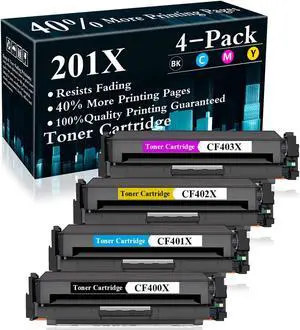 Ennovor 4-Pack (BK/C/Y/M) 201X | CF400X CF401X CF402X CF403X Toner Cartridge Replacement for HP Color Laserjet Pro MFP M277dw MFP M277n MFP M277c6 M252dw M252n M277 M252 Printer,Sold by TopInk