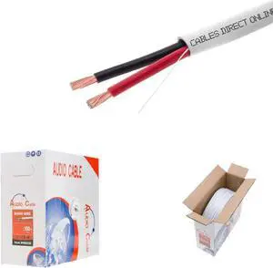 500ft 16AWG 2 Conductors (16/2) CL2 Rated Speaker Cable True Spec & Gauge Low Voltage LED Copper Clad Aluminum Wire, Pull Box (for in-Wall Installation) (16AWG / 2 Conductors, 500ft)