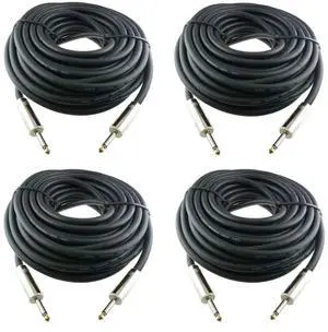 4Pcs 25 Feet Professional 1/4" to 1/4" Speaker Cables, 12 Gauge AWG 2-Conductor 1/4 Male Inch Heavy Duty Audio Amplifier Cord Wire, 4 Pack