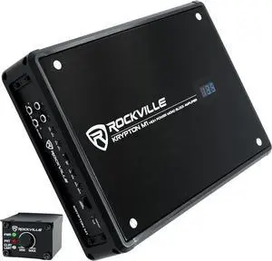KRYPTON-M1 Mono Car Amplifier, 1 Ohm, 2000W, Class-D, EQ, Low Pass Filter, Dyno-Certified, Bass Remote, Perfect for Subwoofers and Car Audio