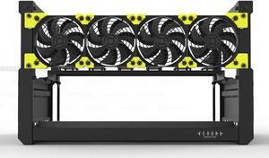 Veddha 6/8 GPU Aluminum Stackable Mining Rig Open Air Frame Case Miner BTC ETH (T2-6GPU+4FANS)