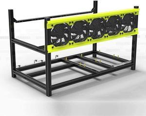 HLL 6 GPU VEDDHA V3D Aluminum Stackable Open Air bitcon Ethereum Miner Mining rig Rack Case Computer Tower ETH Miner Frame Rig,Black,V3D-6GPU