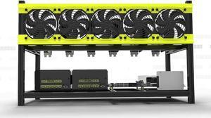 HLL,Veddha 68 GPU Aluminum Stackable Mining Rig Open Air Frame Case Miner BTC ETH (V3D-6GPU+5FANS)