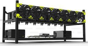 Veddha 6/8 GPU Aluminum Stackable Mining Rig Open Air Frame Case Miner BTC ETH (8GPU+7FANS)