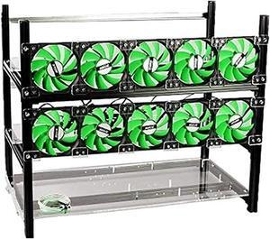 12GPU Open Air Frame Mining Rig Aluminum Case with 10 Fans for ETH ZEC/Bitcoin