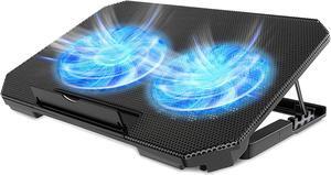 Laptop Cooling Pad with Adjustable Height Two 5.1 Inches Fan 2 USB Ports Suitable for 12"-15.6" LaptopsBlack