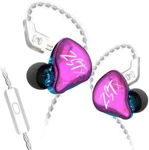 KZ ZST X HiFi Earphone 1BA+1DD Dynamic Driver in-Ear Sports DJ Headphone Noise Cancelling Headset with Upgraded Cable (with Mic, Purple) KZ ZST X HiFi Earphone 1BA+1DD Dynamic Driver in-Ear Sports DJ Headphone Noise Cancelling Headset with Upgraded Cable (with Mic, Purple)