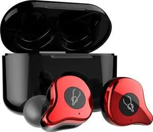 Tuanzi Sabbat E12 3D Clear Sound True Wireless Earphone Sport HiFi Stereo Earbuds Blutooth 5.0 TWS Stereo Earphones A week's Endurance with Built-in Mic Charging Case (Martha Red)