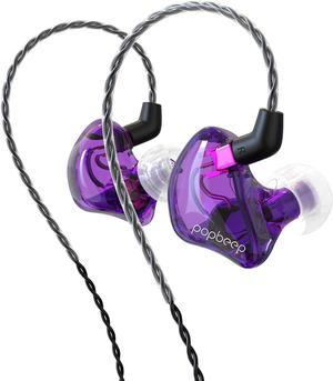 BASN in-Ear Monitor Headphones Dual Dynamic Drivers in Ear Earphones Detachable MMCX Cable Musicians in-Ear Earbuds Headphones (BC100 Purple, with no Mic)
