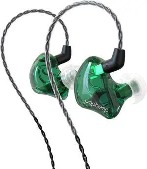 BASN in-Ear Monitor Headphones Dual Dynamic Drivers IEM Earphones Detachable MMCX Cable Musicians Earbuds Headphones (BC100 Green, with no Mic)