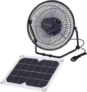 Solar Ventilator 5.2W USB Solar Panel Powered Portable Fan for Cooling Ventilation Outdoor Home Travelling Chicken House Car Ventilation System 8 Inch
