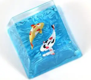 Handmade Koi Fish Backlit Resin Keycap R4/Esc Artisan Keycap Shine Through Translucent Key Cap OEM Profile for Cherry MX Gaming Mechanical Keyboard DIY Replace (Blue) Handmade Koi Fish Backlit Resin Keycap R4/Esc Artisan Keycap Shine Through Translucent Key Cap OEM Profile for Cherry MX Gaming Mechanical Keyboard DIY Replace (Blue)