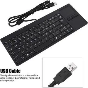 USB Keyboard with Touchpad Wired Keyboard with Mouse Pad Built in Wired USB Built in Touchpad Hub Port Keyboard 86 Key Mute Ultra Thin Keyboard for Notebook Desk