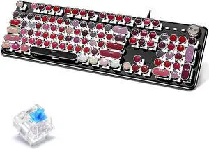 ALKEM Mechanical Gaming Keyboard with 26 Modes White Backlight Blue Switch Keyboard Retro Typewriter Style 104 Keys Full-Size Mechanical Keyboard with Alloy Panel for Girls (Candy) ALKEM Mechanical Gaming Keyboard with 26 Modes White Backlight Blue Switch Keyboard Retro Typewriter Style 104 Keys Full-Size Mechanical Keyboard with Alloy Panel for Girls (Candy)