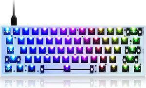 GK61 GK61X PCB Plate Case 60% Keyboard Custom Hot Swappable RGB Keyboard DIY Kit Wired Tyce-C for 3/5 Pin Switch (GK61X White)