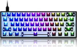 Guffercty kred GK61 GK61X PCB Plate Case 60% Keyboard Custom Hot Swappable RGB Keyboard DIY Kit Wired Tyce-C for 3/5 Pin Switch (GK61X Black)