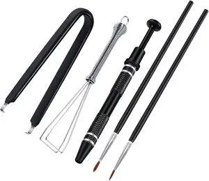 SAVITA 5 Pcs Mechanical Keyboard Lube Switch Puller Set Kit, Keycap Switch Remover Opener Keyboard Cleaner Tool Including Key Caps Puller, Switch Clamp, Stem Holder, Lube Pens (Black)