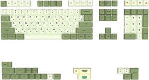 IDOBAO Matcha Keycaps Green Cute PBT Keycaps Dye-sublimation OEM Profile Full Layout 128 Keys for Cherry Gateron Kailh Switches suits gh61/rk61/akko Mechanical Keyboard English Korean Russian(Russian)